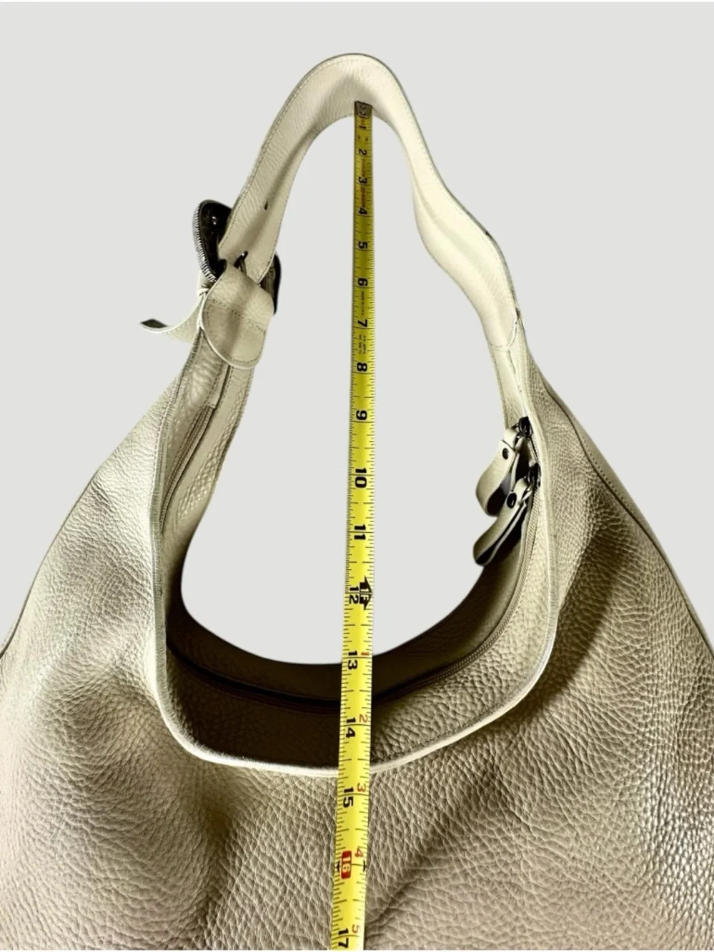 Donald J. Pliner White Leather Pebbled Hobo Shoulder Bag - Picture 10 of 13